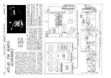 Atlas 758 ;AC Superhet schematic circuit diagram